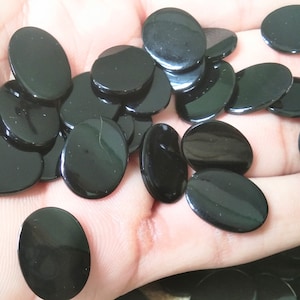AAA Black Onyx Oval Coin Shape Both Side Flat Gemstones 2x4 2.50x5 3x5 4x6 5x7 6x8 7x9 8x10 9x11 10x12 10x14 12x14 12x16 13x18 15x20 MM Size