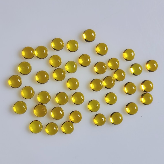 AAA Excellent Quality Yellow Quartz Round Shape Cabochon 1.5 2 2.5 3 4 5 6 7 8 9 10 11 12 13 14 15 MM Size Yellow Quartz Round Cab Gems Lot