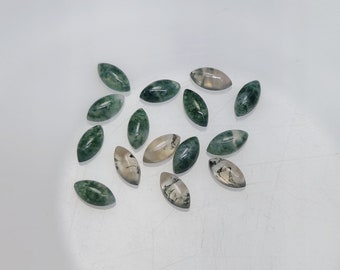 Natural AAA Moss Agate Marquise Shape Cabochons Gems 2x4 2.50x5 3x6 3.50x7 4x8 4.50x9 5x10 5.50x11 6x12 6.50x13 7x14 8x16 9x18 10x20MM Size.