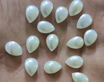AAA White Freshwater Pearl Cabochon: Teardrop Gemstone (2x3-10x14MM)