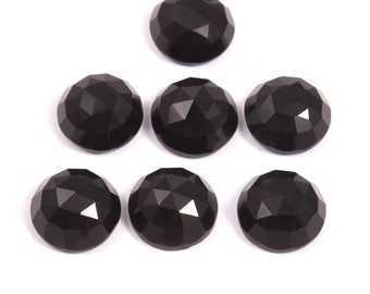 Onyx noir, forme ronde, cabochon taillé en rose, pierres précieuses 2 mm 2,50 mm 3 mm 4 mm 5 mm 6 mm 7 mm 8 mm 9 mm 10 mm 11 mm 12 mm 13 mm 14 mm 15 mm. Tailles de roses.