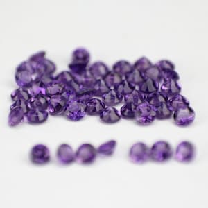 AAA Amethyst Round Shape Faceted Gemstones. 1.25 1.50 1.75 2 2.25 2.50 2.75 3 3.25 3.50 3.75 4 4.25 4.50 4.75 5MM MM Size. Price Per Piece.