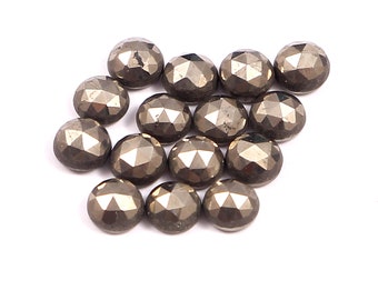 AAA Golden Pyrite Round Shape Rosecut Cabochon Gemstones 2MM 2.50MM 3MM 4MM 5MM 6MM 7MM 8MM 9MM 10MM 11MM 12MM 13MM 14MM 15MM Size. Rosecut