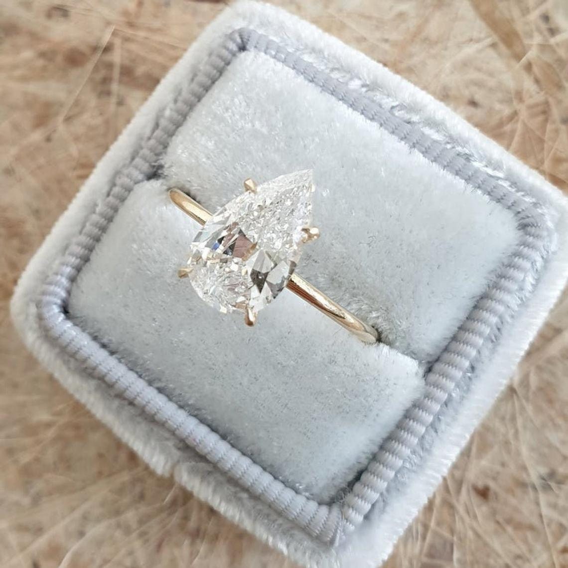 4 CT Pear Shaped Moissanite Ring Hidden Halo Ring Teardrop Etsy