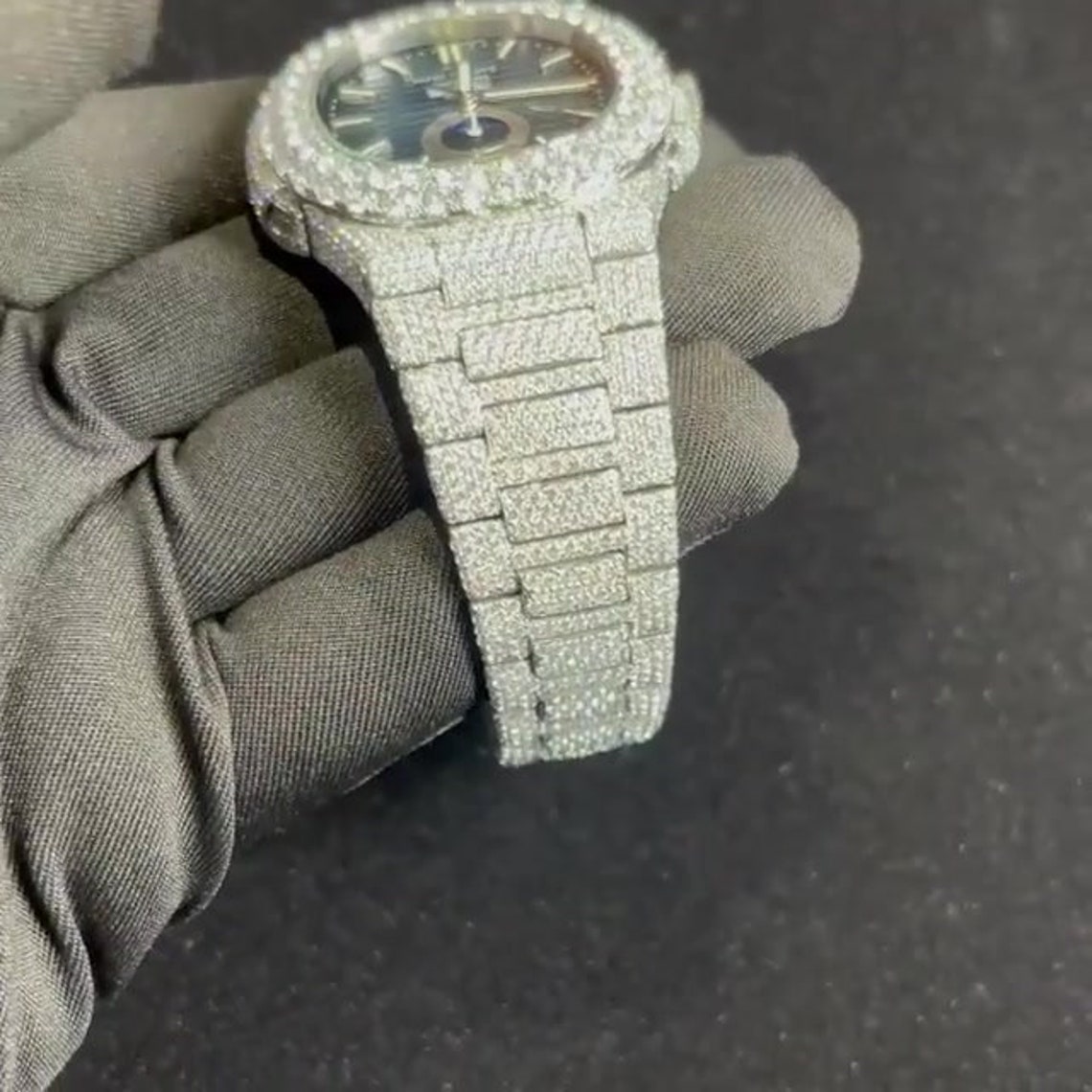 Moissanite Studded Diamond Watch Men Iced Out D Colorless | Etsy