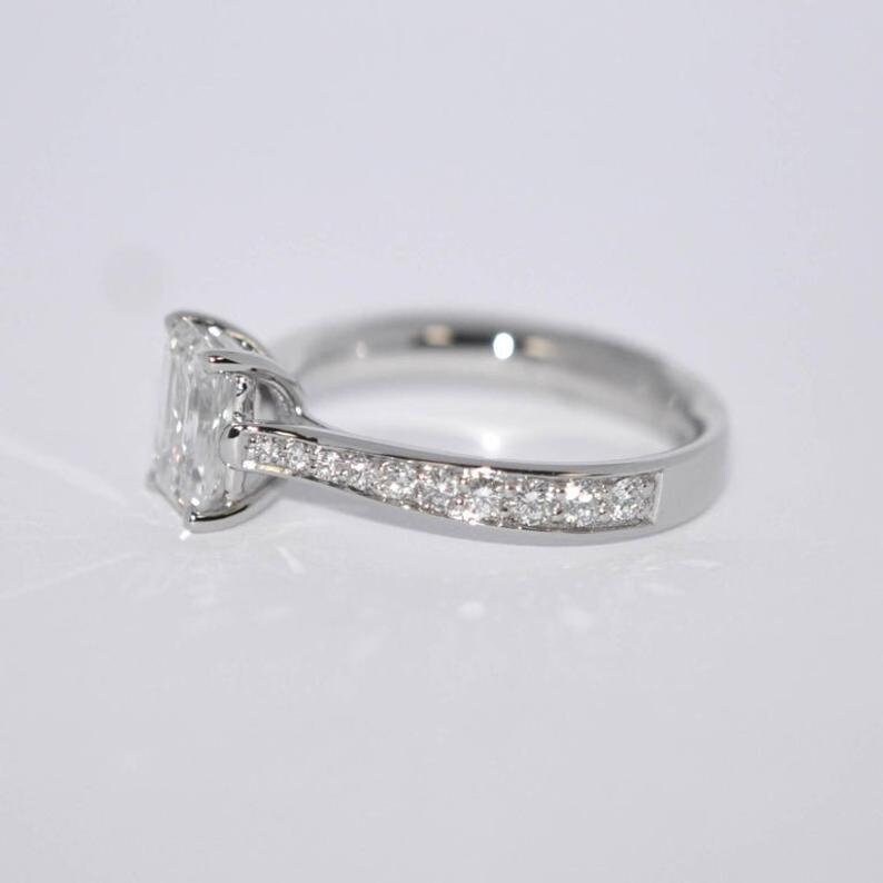 8X6 MM Emerald Cut Diamond Stimulant Engagement Ring Stackable Ring Solid 925 Sterling Silver Solitaire Ring 2Ct promise ring