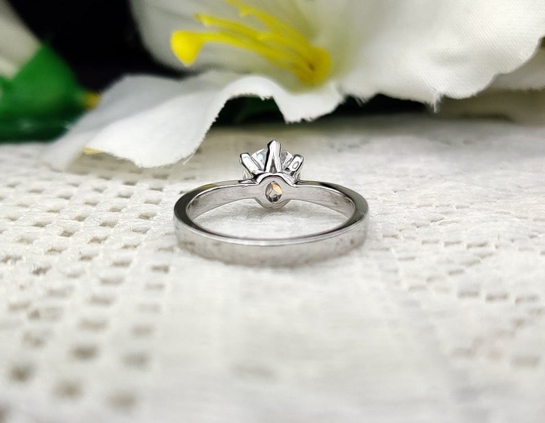 Dainty CZ Ring Promise Ring Simple Classic Ring 1.5Ct Round Cut Solitaire Engagement Silver Ring Wedding Ring Minimalist Ring