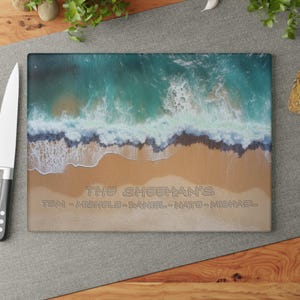 Personalized Ocean Glass Cutting Board: Beach House Decor