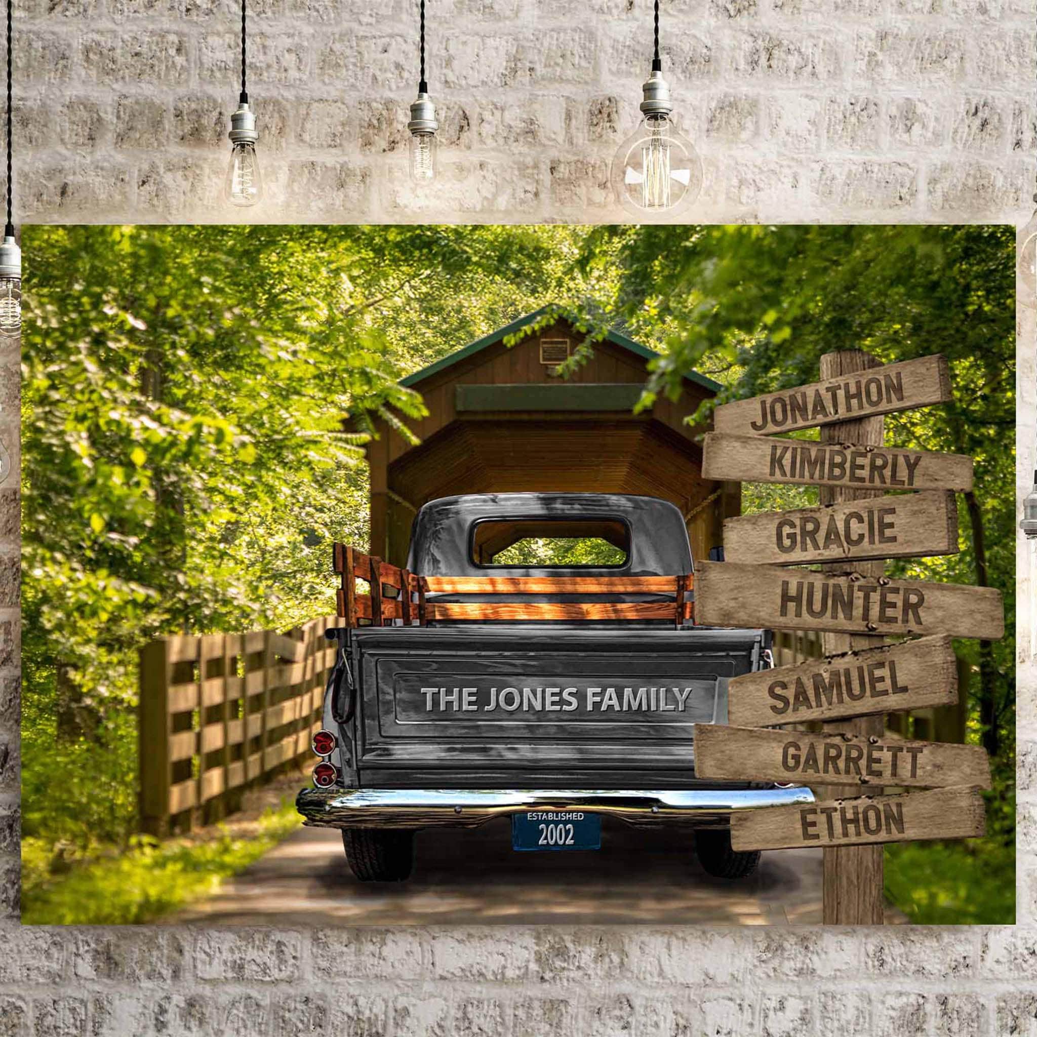 TRUCK FURNITURE　アートポスター　フレーム　② Personalized Vintage Truck Canvas Print – Custom Family Name