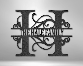 Personalized Last Name Sign, Split Letter Metal Monogram, Custom Family Name Outdoor Wall Art