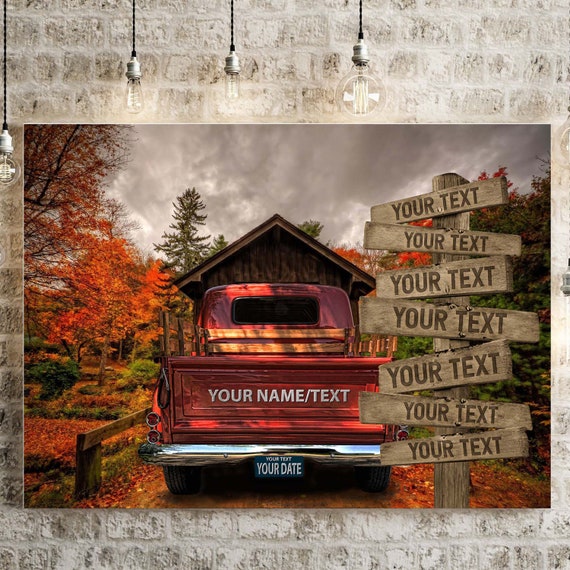 Personalized Vintage Truck Canvas Print – Custom Family Name