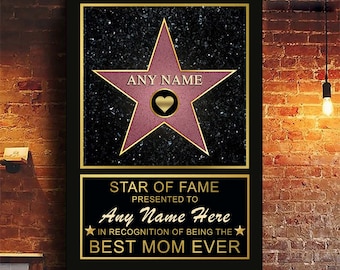 Personalized Hollywood Star Canvas Print | Mom Gift