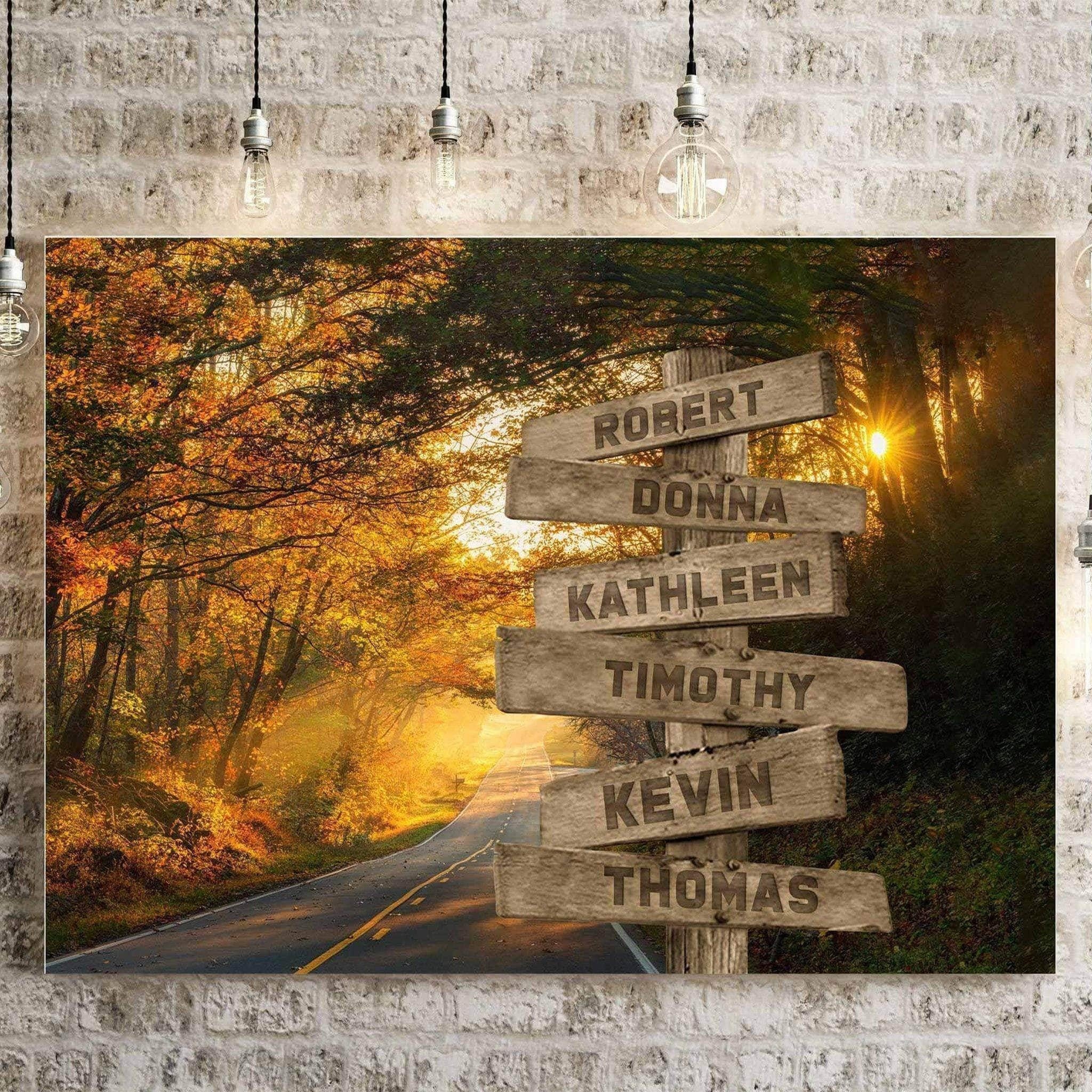 SALE!!! タペストリー 『please give me a name』 Autumn Road Color Multiple Names Personalized Directional Sign