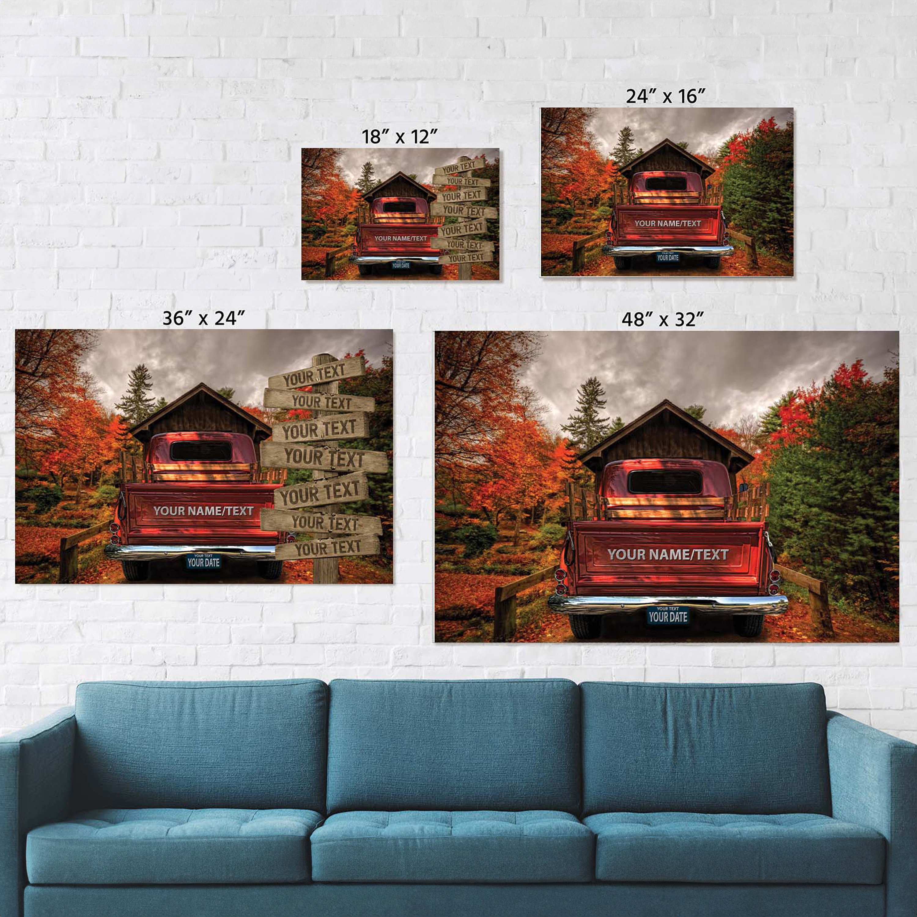 Personalized Vintage Truck Canvas Print: Custom Family Name