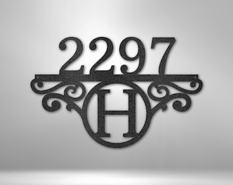 Personalized Metal House Number Sign, Custom Address Plaque, Initial Monogram Outdoor Wall Art