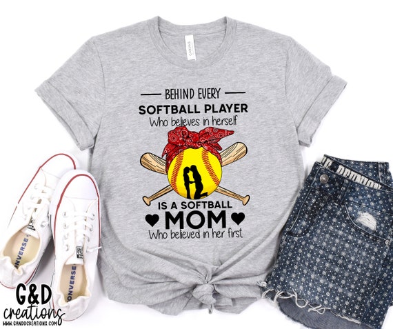 Behind Every Softball Player Is A Softball Mom - T-Shirt Behind Every Softball Player Is A Softball Mom - T-Shirt