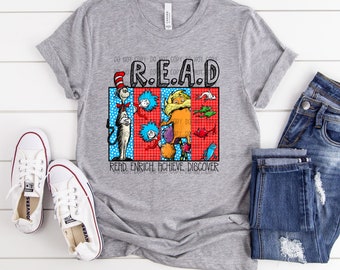 Read Dr Seuss Tshirt, Teacher Shirts, Reading Kids Youth Tees Reading Across America Reading Week Shirts Teacher Gift Teacher Appreciation