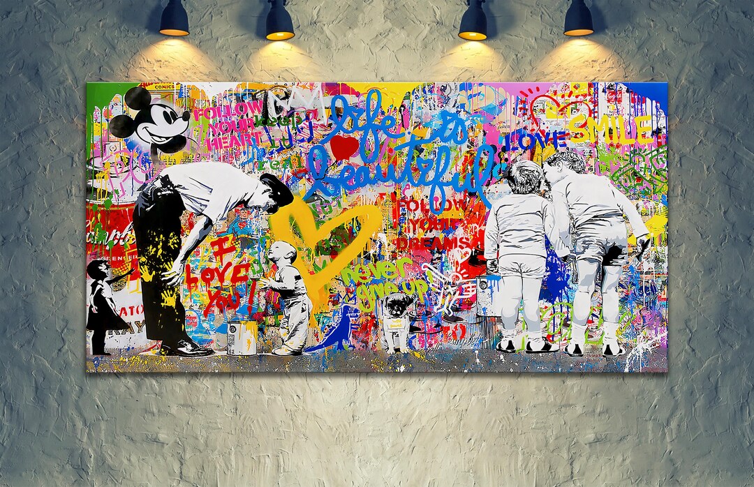Life is Beautiful Banksy Canvas Print Urban Graffiti Print Street Art