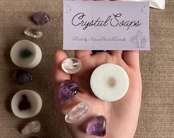 Crystal soaps, shea butter hand soap, mystery crystal soaps, fruit scented soap bars, soap with crystals, crystal soap
