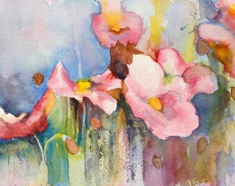 Pink flowers, Giclee print