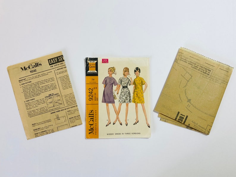 Mccall's 9242 bust 34vintage 1960s Mod Sewing - Etsy