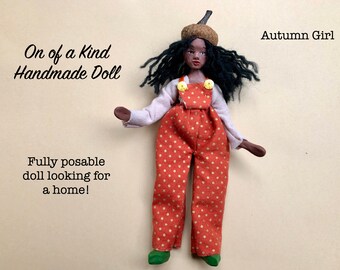 Handmade Doll Miniature Dollhouse Doll Fall Acorn Girl Black