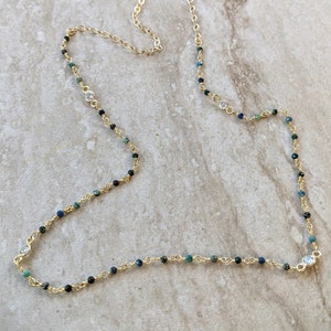 Chrysocolla Wire Wrapped Necklace With 14k Gold Filled Wire and 14k Gold Filled Chain
