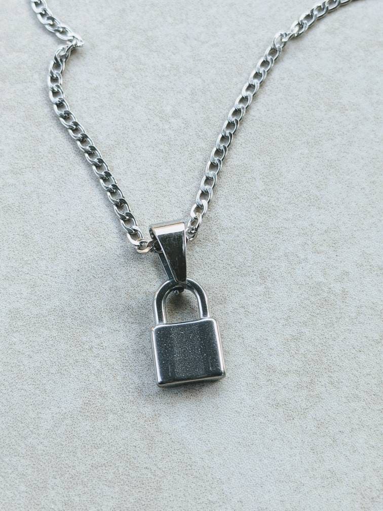 QUEER PADLOCK Chain. Hand Engraved Brass Padlock Neck Chain 