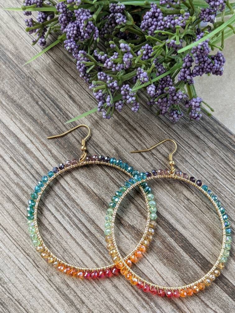 ピアス Crystalline Hoop Earrings - Large Amazon.com: Large Crystal Iridescent Rhinestone Hoop
