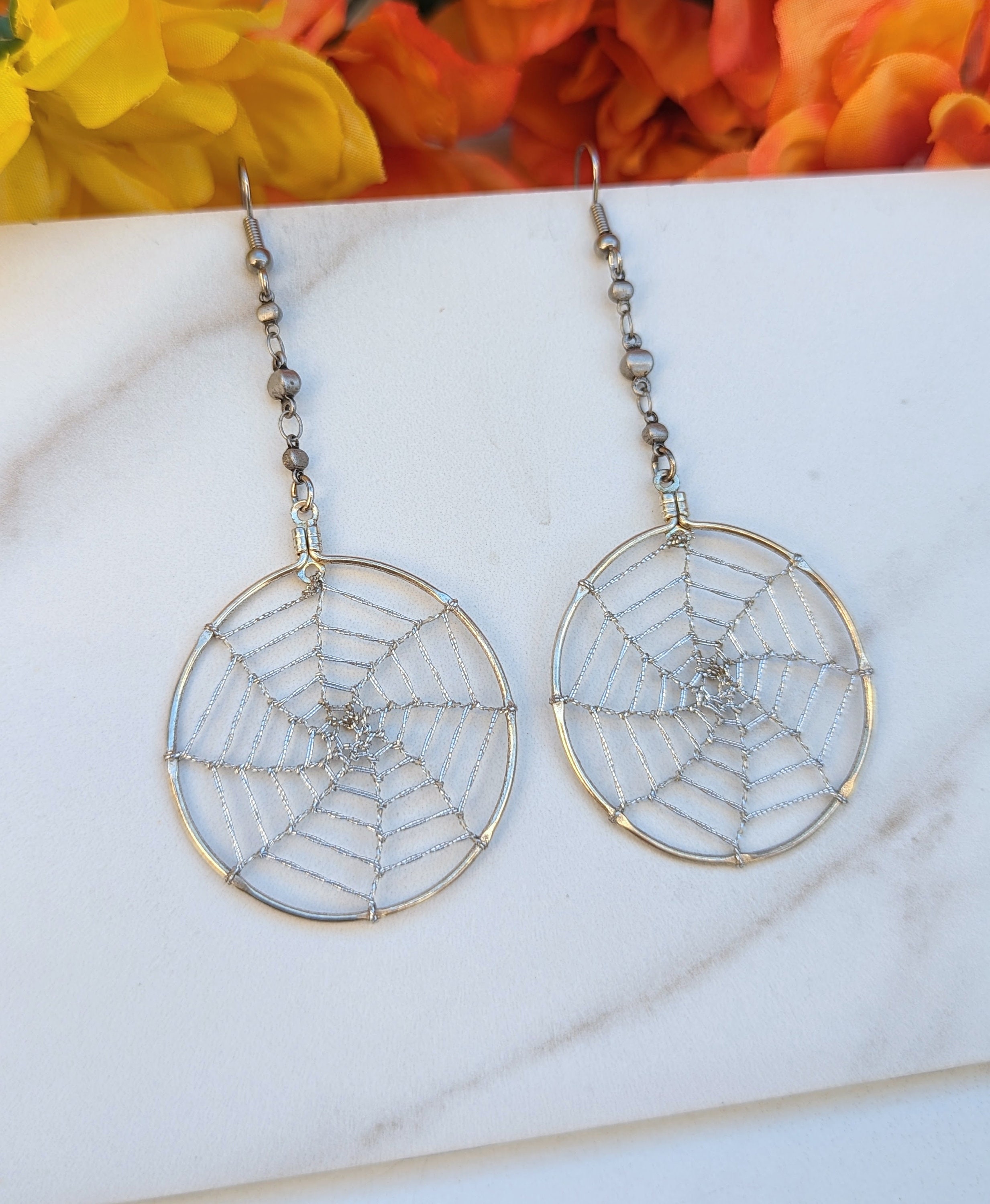 Circle Pendant with Fringe Chain Drops Rhodium on Sterling Silver - Nontarnish Circle Pendant with Fringe Chain Drops Rhodium on Sterling Silver - Nontarnish