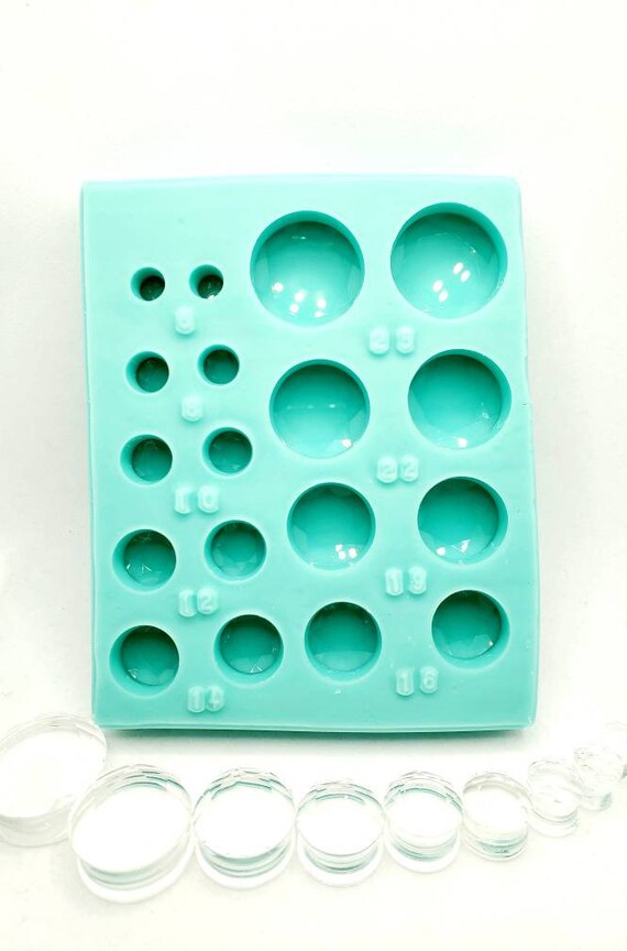 Faceted Ear Gauge Stretching Plugs Double Saddle Flexible Clear Translucent Silicone Rubber Mold, UV Epoxy Resin Clay PMC Mold, Jewelry Mold