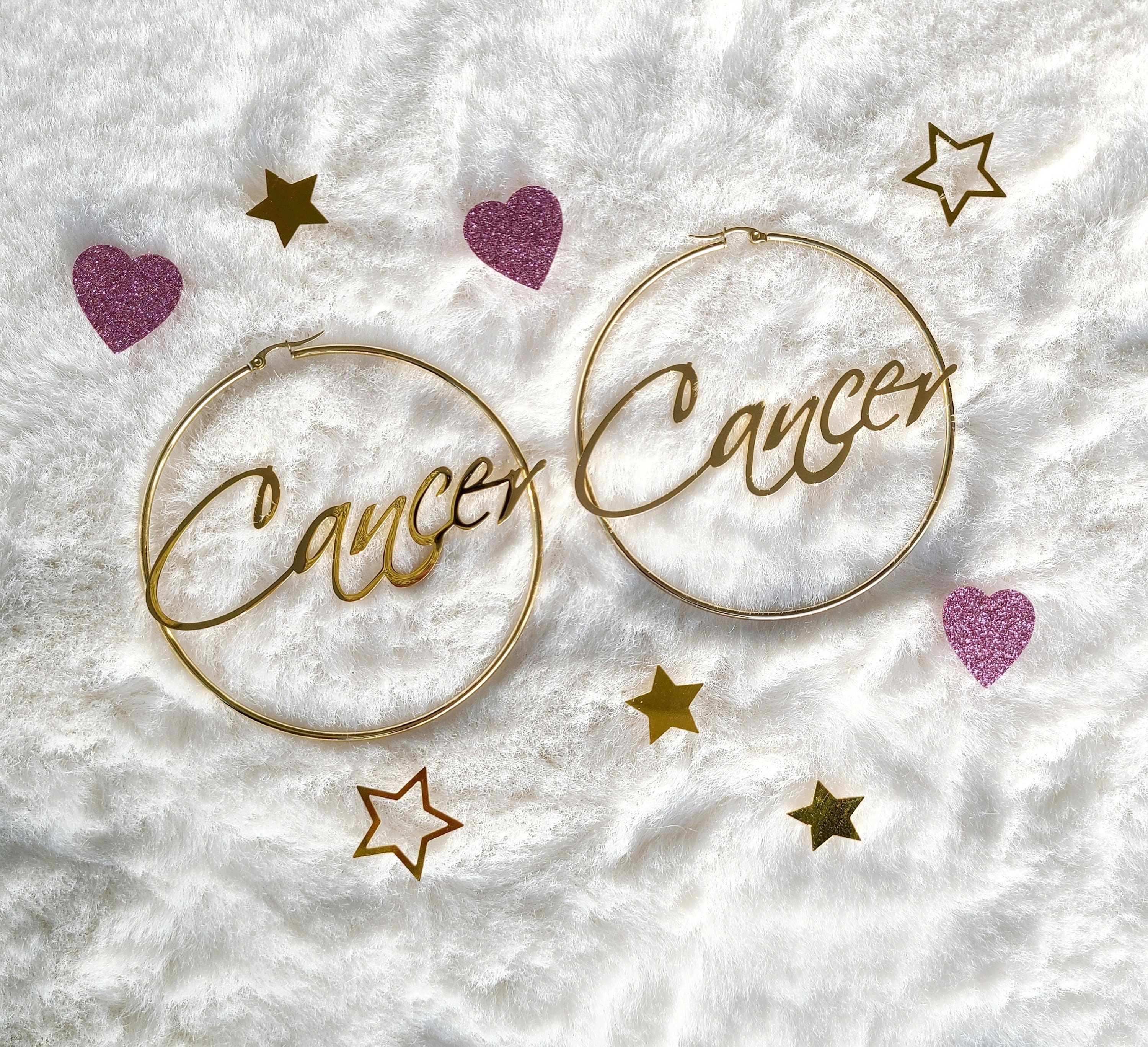 Large Hoop Earrings - Cancer - Etsy