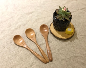 Wood Spoon - Dessert Spoon - Small Serving Spoon - Ecofriendly Utensil - Spice Spoon - Dinner Spoon - Handmade Coffee Spoon-Sustainable