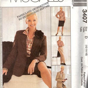 Sewing Pattern McCalls 3407 Women&#39;s Suits/Outfits, Size 12,14,16, Uncut