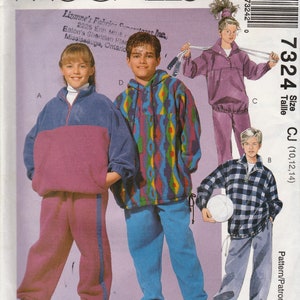 Sewing Pattern McCalls 7324 Boys&#39; & Girls&#39; Tops and Pants, Size 10,12,14, Uncut
