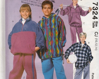 Sewing Pattern McCalls 7324 Boys' & Girls' Tops and Pants, Size 10,12,14, Uncut