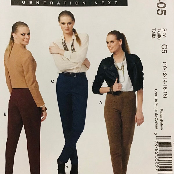 Modèle de couture McCall’s 6405 Pantalon de jambe effilé ajusté pour femmes - Taille 10-12-14-16-18 Taille 25-26.5-28-30-32 » - plis d’usine non coupés