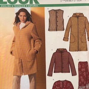 Sewing Pattern New Look 6320 Women's Hooded Jacket Coat Vest Scarf  - Size 8-10-12-14-16-18  - Uncut FF
