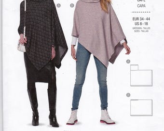 Burda Schnittmuster 6256 - Cape Mit/ohne Kragen Für Damen 44-54