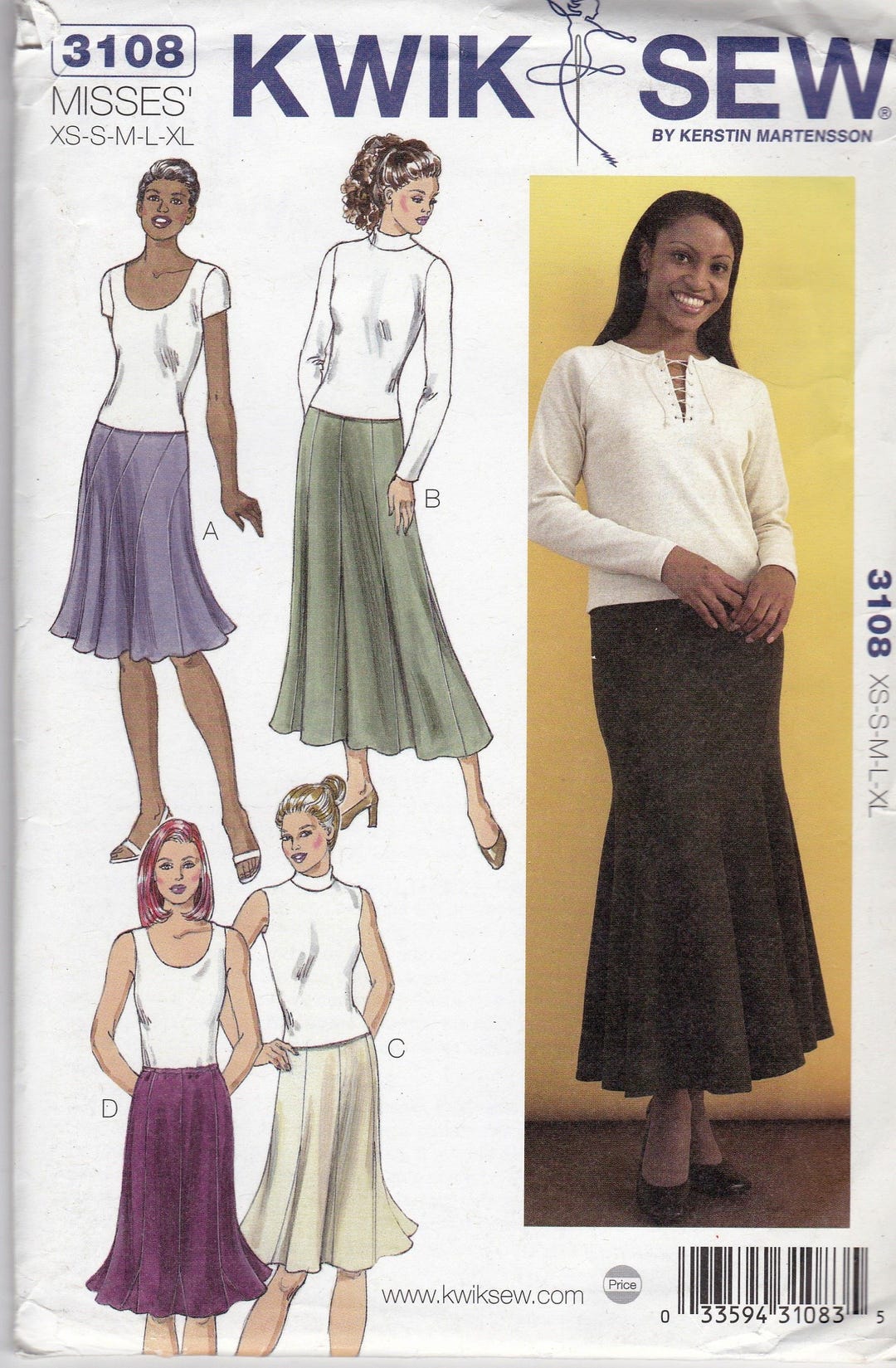 Sewing Pattern Kwik Sew 3108 Women's Skirts 4 Styles - Size XS-XL