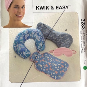 Cartamodello per cuscino cervicale, copri borsa dell'acqua calda, copri occhi e fascia per la testa Kwik Sew 3283, pieghe di fabbrica non tagliate - Writingbon Envelope