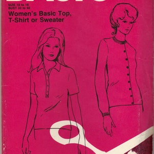 Sewing Pattern Basic Knits #102 Women&#39;s Top, T-Shirt or Sweater, Size 10-18, Uncut