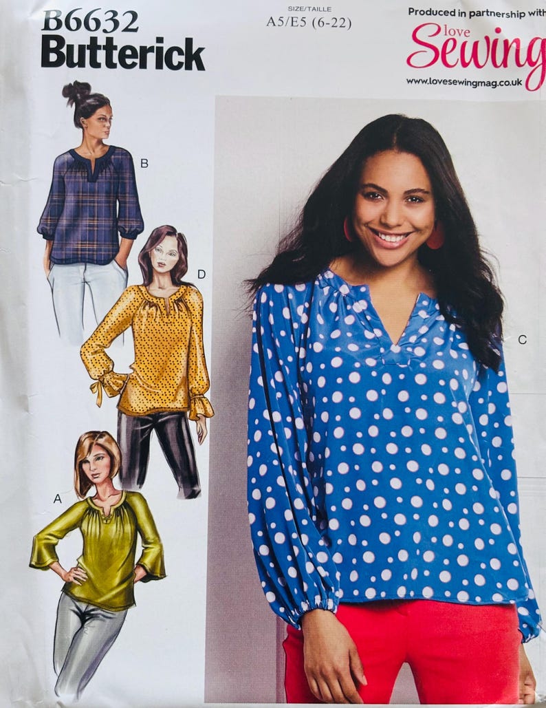 Sewing Pattern Butterick 6632 Women's Very Loose-fitting Pullover Top ...