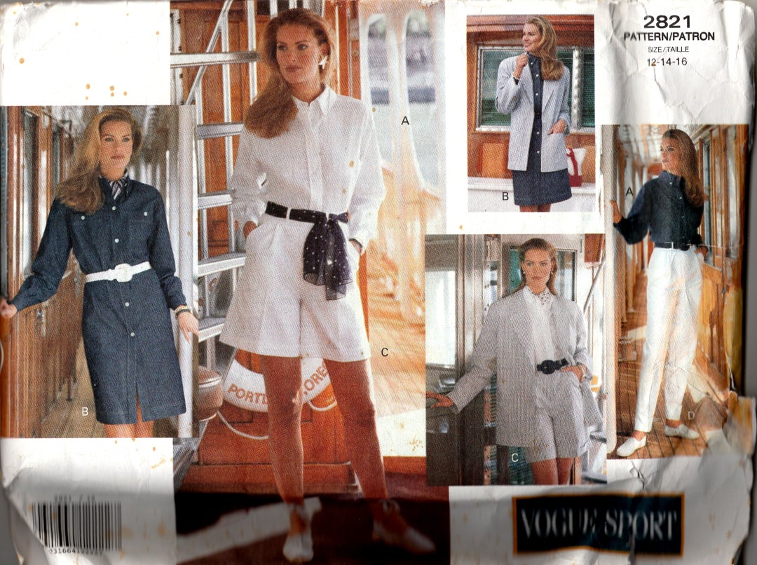 Sewing Pattern Vogue 2821 Women's Jacket, Dress, Shirt, Shorts & Pants ...