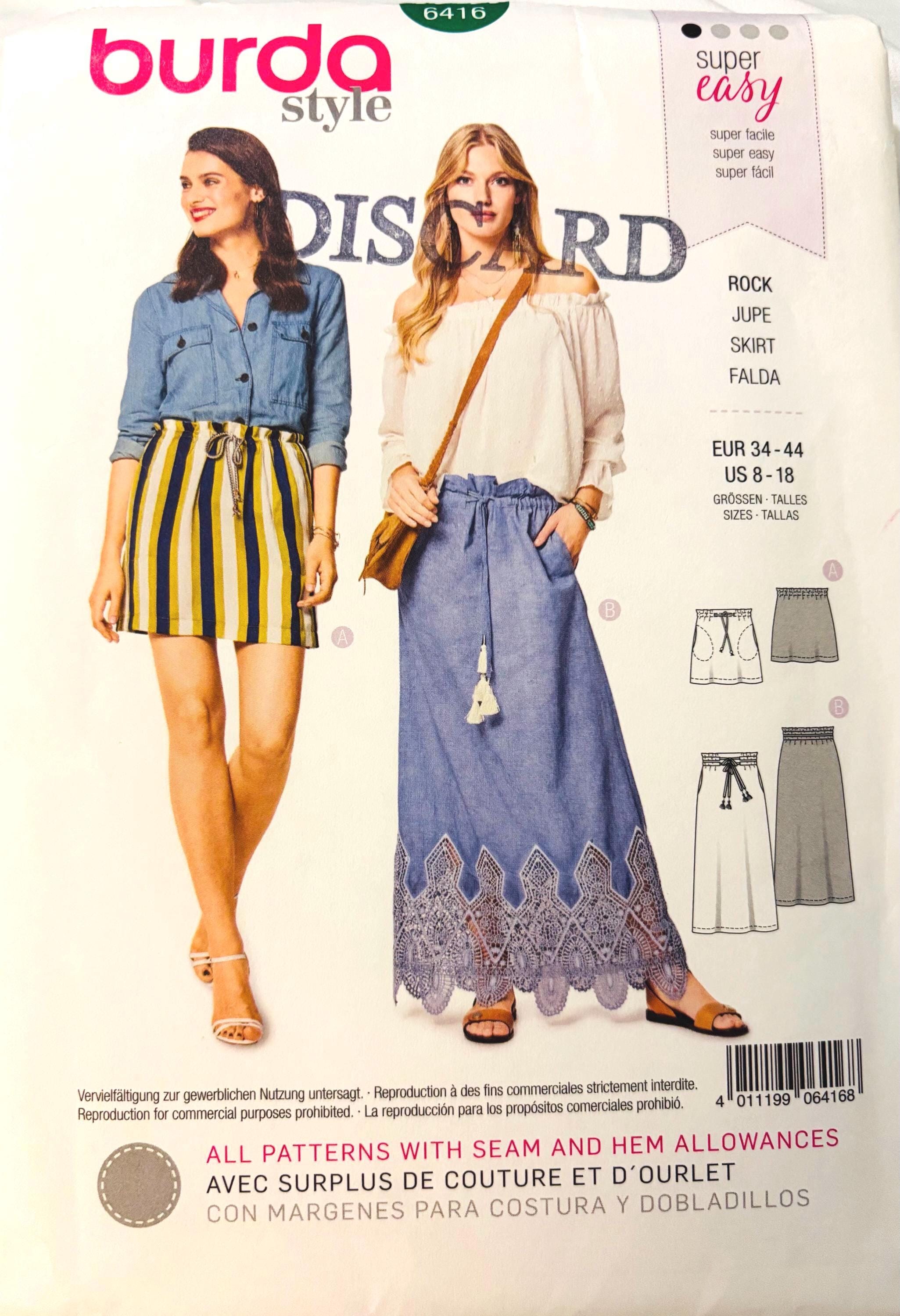 Sewing Pattern Burda 6416 Women's Semi-fitted Skirt in 2