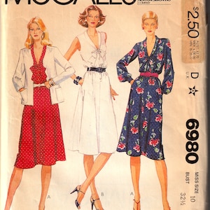 Sewing Pattern McCalls 6980 80&#39;s Women&#39;s Jacket & Dress, Size 10, Uncut
