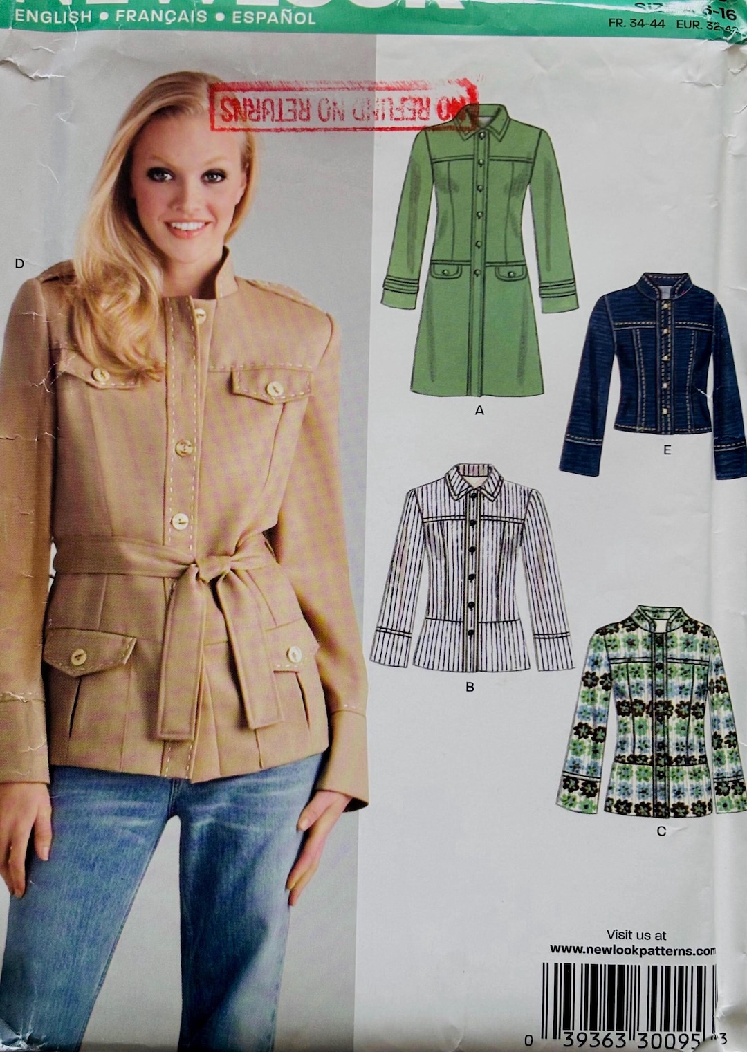 Sewing Pattern New Look 6617 Women’s Jacket - Size 6-8-10-12-14-16 Bust ...