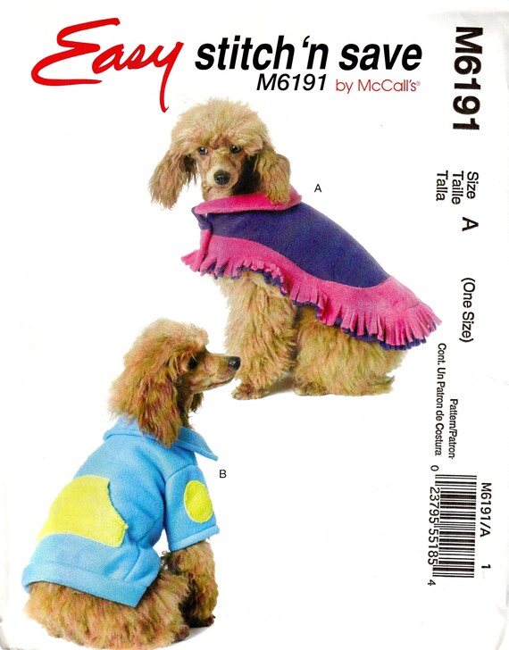 Sewing Pattern Mccalls M6191 Dog Outfits One Size Uncut - Etsy