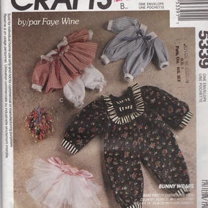 Sewing Pattern McCalls Crafts 5339 Rabbit Wardrobe Package for 25&quot; & 14&quot; tall dolls - Uncut