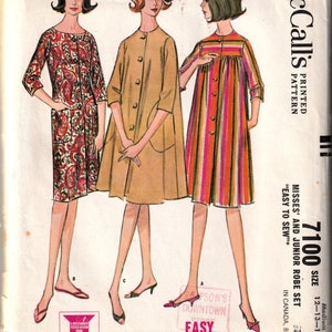 Patron de couture McCalls 7100 60's vintage Robes pour femmes, Taille 12-14, non coupé